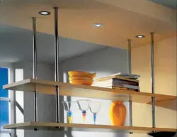 Shelves in the kitchen under the ceiling photo
