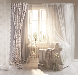 Curtains in the living room with lace photo