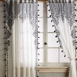 Curtains in the living room with lace photo