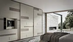 Wood-effect wardrobe in the bedroom photo