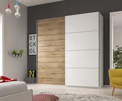 Wood-effect wardrobe in the bedroom photo