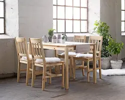 Chairs for a wooden table in the kitchen photo