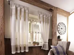 Curtains for the living room in a rustic style photo