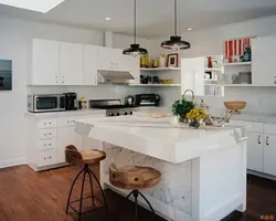 Kitchen with island in Scandinavian style photo