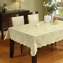 Tablecloth on an oval table for the kitchen photo