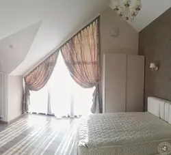 Curtains for sloping windows in the bedroom photo