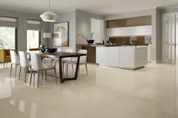 Beige tiles on the kitchen floor photo