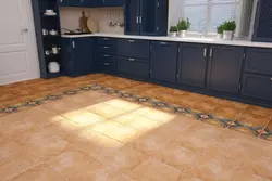 Beige tiles on the kitchen floor photo