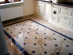 Beige tiles on the kitchen floor photo