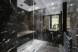 Black marble tiles for bathroom photo