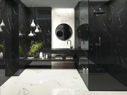 Black marble tiles for bathroom photo