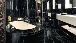 Ваннаға арналған фотосурет үшін қара мәрмәр плиткалар