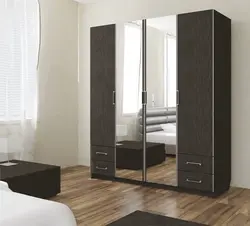 Hinged wardrobes with a mirror in the bedroom photo