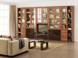 Стенки с книжными шкафами в гостиную фото