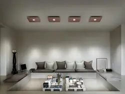 Living room with spotlights without chandelier photo