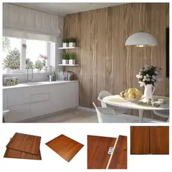 Wood-effect wall panel in the kitchen photo