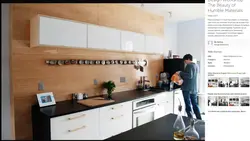 Mətbəx Fotoşəkilində Taxta Effektli Divar Paneli