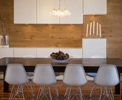 Wood-effect wall panel in the kitchen photo