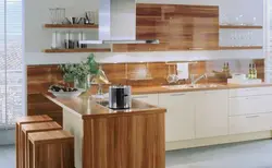 Wood-effect wall panel in the kitchen photo