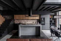 Mətbəx fotoşəkilində loft tərzi ada