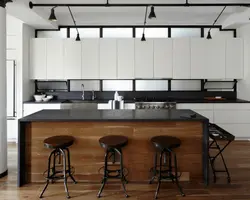 Oshxona fotosuratidagi loft uslubidagi orol