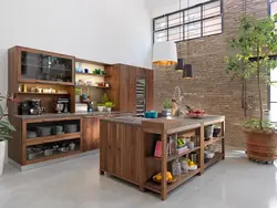 Mətbəx fotoşəkilində loft tərzi ada