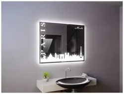 Touch-sensitive bathroom mirrors with light photo