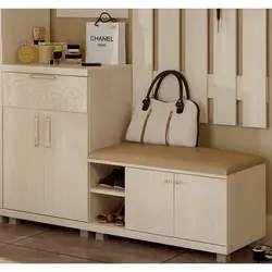 Hallway wardrobe with soft seat photo