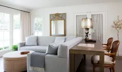 Table behind the sofa in the living room photo design