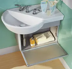 Small bathroom sink with cabinet photo