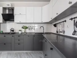 Ошхона сафед бо акс countertop хокистарӣ торик