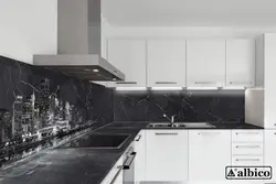 Ошхона сафед бо акс countertop хокистарӣ торик