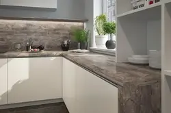 Ошхона сафед бо акс countertop хокистарӣ торик