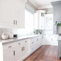 Ошхона сафед бо акс countertop хокистарӣ торик