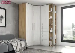 Bedroom wardrobe with open shelves photo