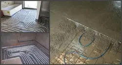 Heated floor in the bathroom under tiles photo