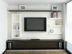 Console in the living room interior under the TV photo