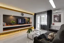Console in the living room interior under the TV photo
