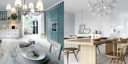 Chandeliers дар меҳмонхона дар акс сабки Скандинавия