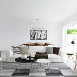 Chandeliers in the living room in Scandinavian style photo