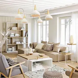 Chandeliers in the living room in Scandinavian style photo