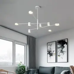 Chandeliers in the living room in Scandinavian style photo