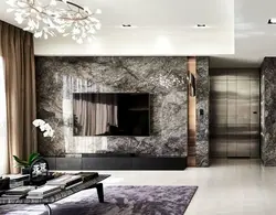 Marble plaster in the living room interior photo