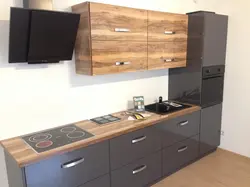 Indian wood countertop in the kitchen interior photo