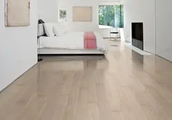 Laminate flooring for the living room with light wallpaper photo