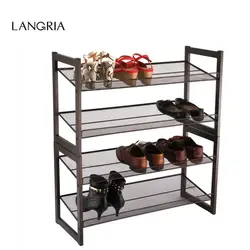 Photo of metal shoe racks in the hallway