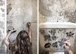 Bathroom wall drawing photo