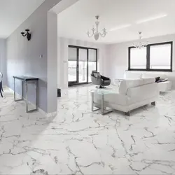 White marble porcelain tiles in the kitchen interior photo