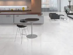 White marble porcelain tiles in the kitchen interior photo