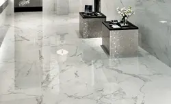 White Marble Porcelain Tiles In The Kitchen Interior Photo